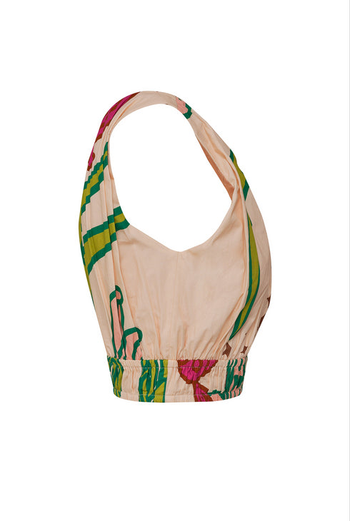 Ornella Cotton Top / Beige Moon Garden